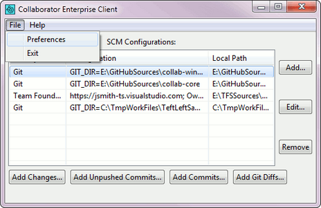 Collaborator GUI Client - Calling the Preferences Dialog