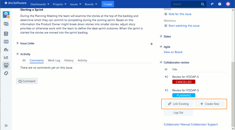 Creating reviews from JIRA ticket