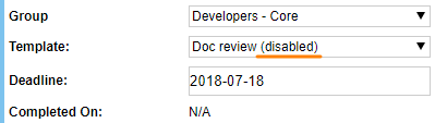 Disabled templates on the review screen