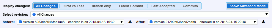Diff Viewer header in expert revision selection mode