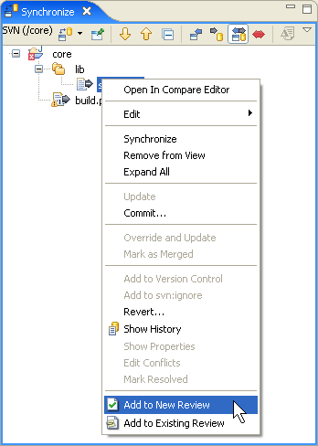 eclipse-subclipse-synchronize-addtoreview
