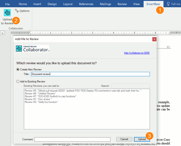 Uploading document to review