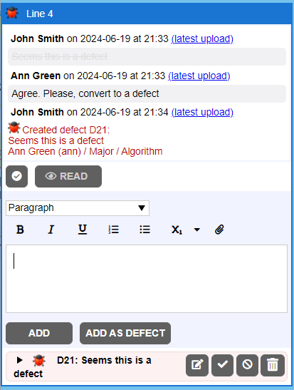 Defect from comment
